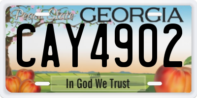 GA license plate CAY4902