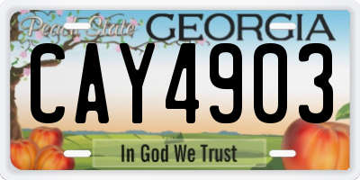 GA license plate CAY4903