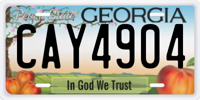 GA license plate CAY4904