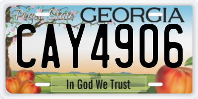 GA license plate CAY4906