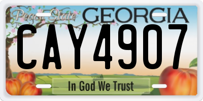 GA license plate CAY4907