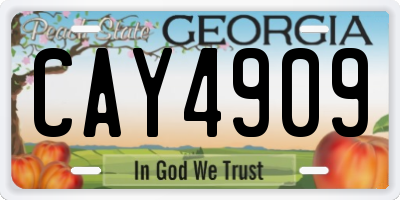 GA license plate CAY4909