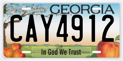 GA license plate CAY4912