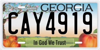 GA license plate CAY4919