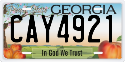 GA license plate CAY4921