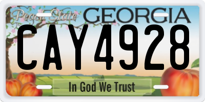 GA license plate CAY4928