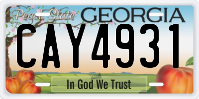 GA license plate CAY4931