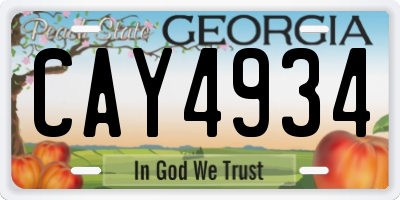 GA license plate CAY4934