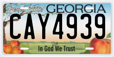 GA license plate CAY4939