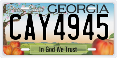GA license plate CAY4945