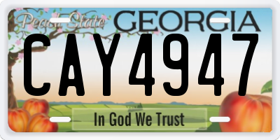 GA license plate CAY4947