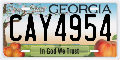 GA license plate CAY4954