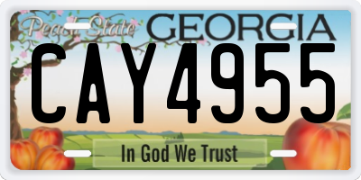 GA license plate CAY4955