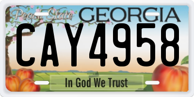 GA license plate CAY4958
