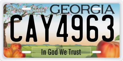 GA license plate CAY4963