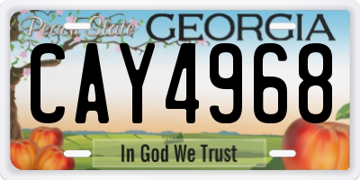 GA license plate CAY4968