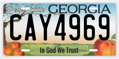 GA license plate CAY4969