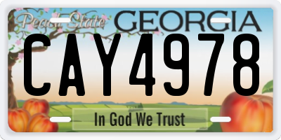 GA license plate CAY4978