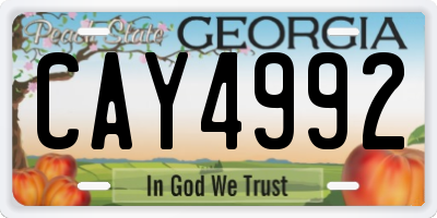 GA license plate CAY4992