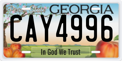 GA license plate CAY4996