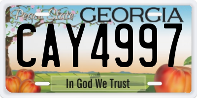 GA license plate CAY4997