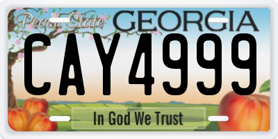GA license plate CAY4999