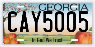 GA license plate CAY5005