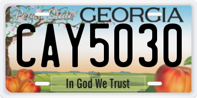 GA license plate CAY5030
