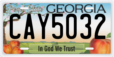 GA license plate CAY5032