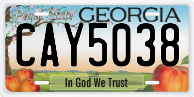 GA license plate CAY5038