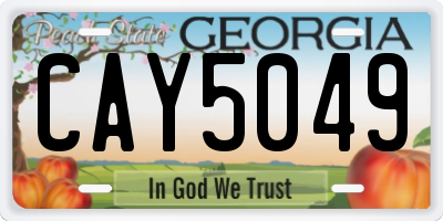 GA license plate CAY5049