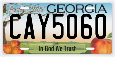 GA license plate CAY5060