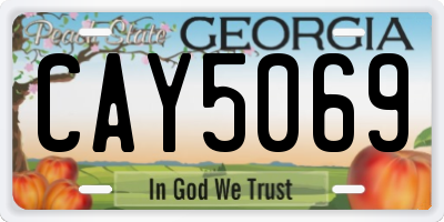 GA license plate CAY5069