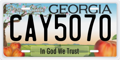 GA license plate CAY5070