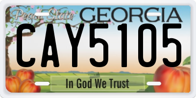 GA license plate CAY5105