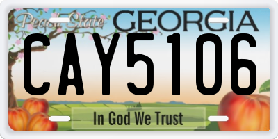 GA license plate CAY5106