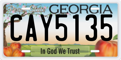 GA license plate CAY5135