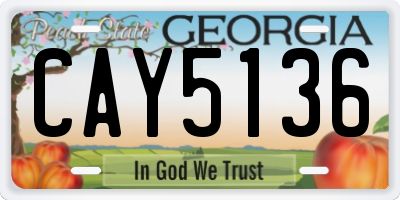 GA license plate CAY5136