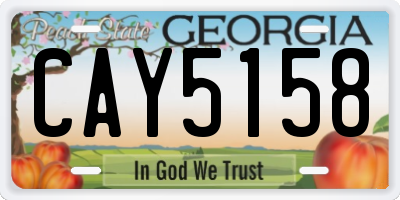 GA license plate CAY5158
