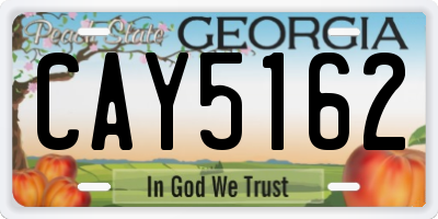 GA license plate CAY5162