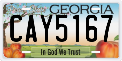 GA license plate CAY5167