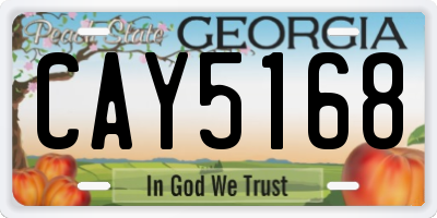 GA license plate CAY5168