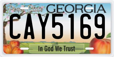 GA license plate CAY5169