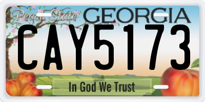 GA license plate CAY5173