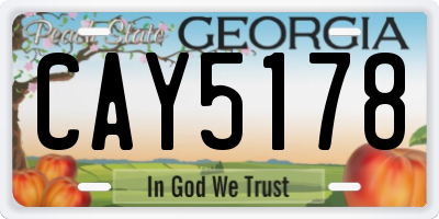 GA license plate CAY5178