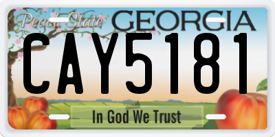 GA license plate CAY5181