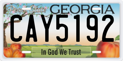 GA license plate CAY5192