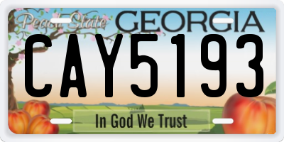 GA license plate CAY5193