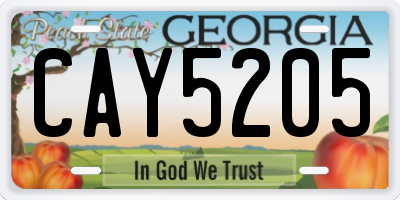 GA license plate CAY5205