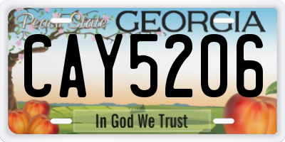 GA license plate CAY5206